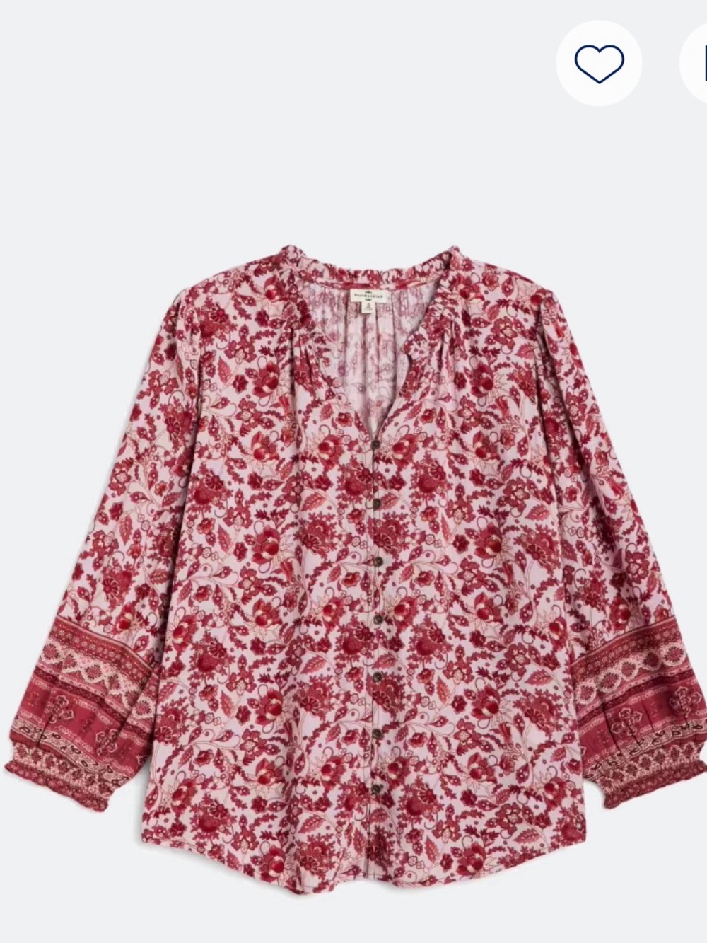 Mason & Belle Floral Smocked Sleeve Blouse - Pink & Red